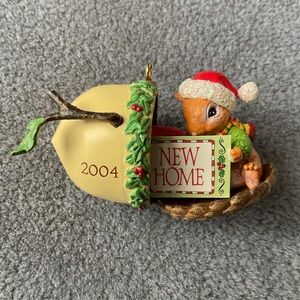 New Home Christmas Ornament Santa Squirrel in Pinecone House 2004